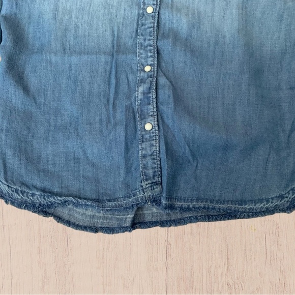 raw hem denim shirt button‎ up - Picture 4 of 9